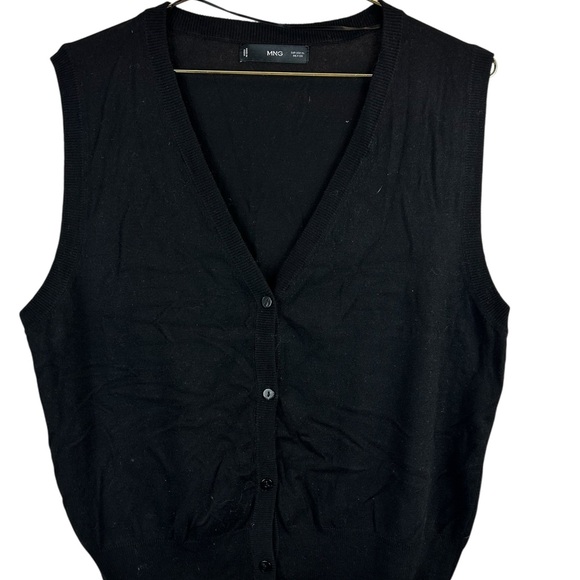 Mango Classic Black Knit Top Vest Cashmere blend XL - Picture 1 of 4